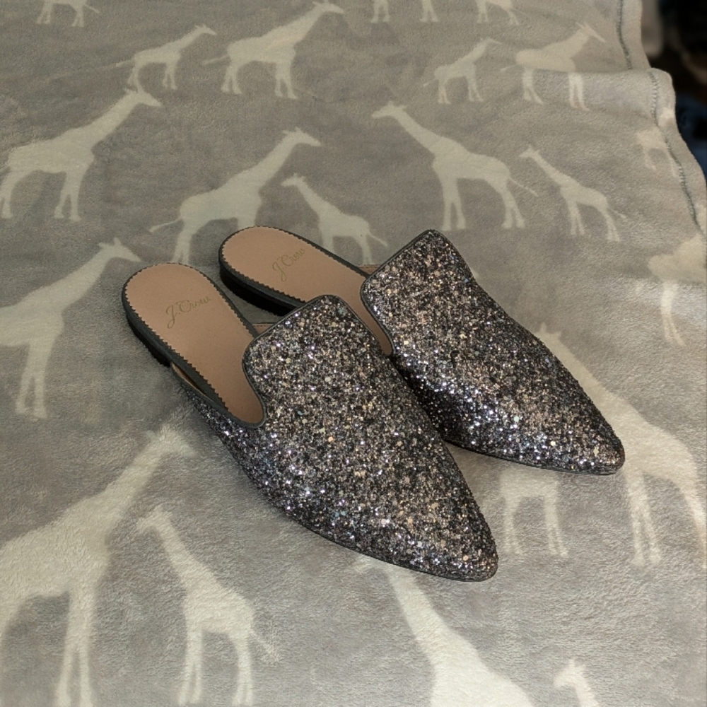 J. Crew 7.5 Glitter Mules